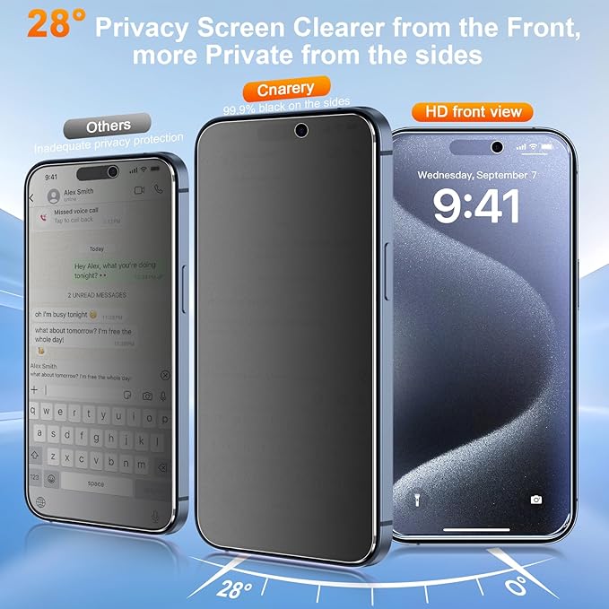 2 Pack matte privacy Screen Protector for iPhone 15 pro