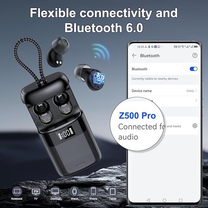 Sleep Earbuds Bluetooth 6.0 in Ear 2026 Mini Sleep Headphones with Sleep Monitor and APP Small Earplugs for Side Sleepers 48H Playtime Sleep Earphones with Sleep Mode Deep Black
