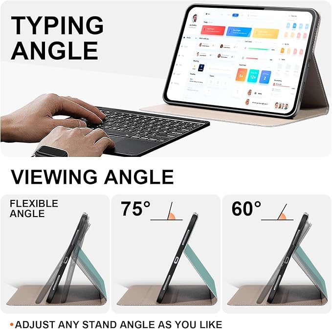 Case for iPad 12th/11th(A16) 11 Inch 2026-2025/ 10th Gen 10.9 Inch 2022 Smart Leather Cover Protective Auto Wake/Sleep Adjustable Stand Multiple View AnglesLight Blue