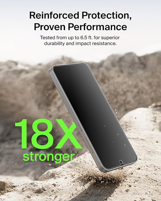 Belkin Titan SmartShield Anti-Reflective Screen Protector for Samsung Galaxy S26 Scratch Resistant Impact Protection Anti-Fingerprint Ultra-Thin w/Easy Align Tray for Bubble Free Application