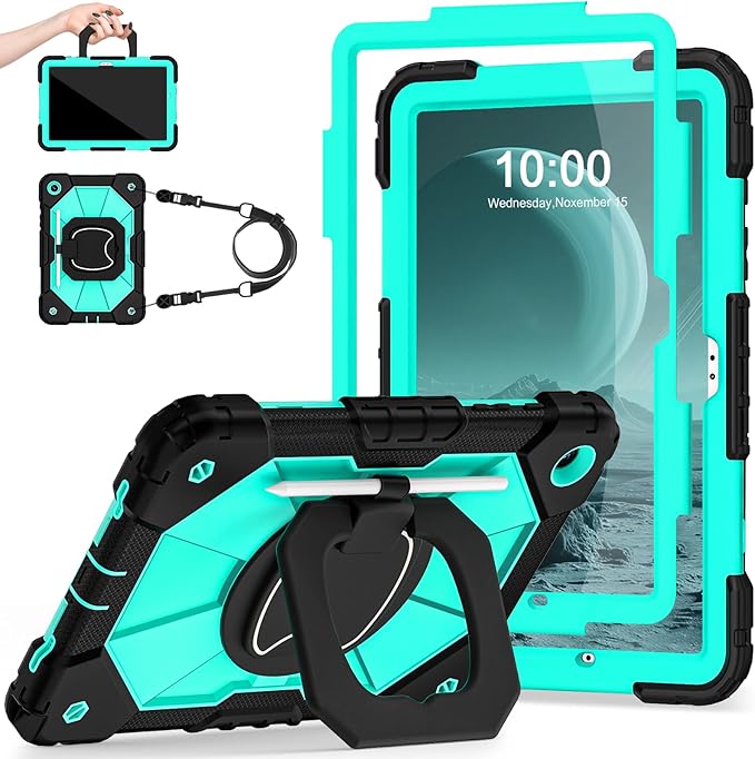 Case for Galaxy Tab A9 Plus Case 11 Inch with Screen Protector/Rotating Stand/Pen HolderMilitary Grade Shockproof Case for Samsung Galaxy A9+ Tablet Cases