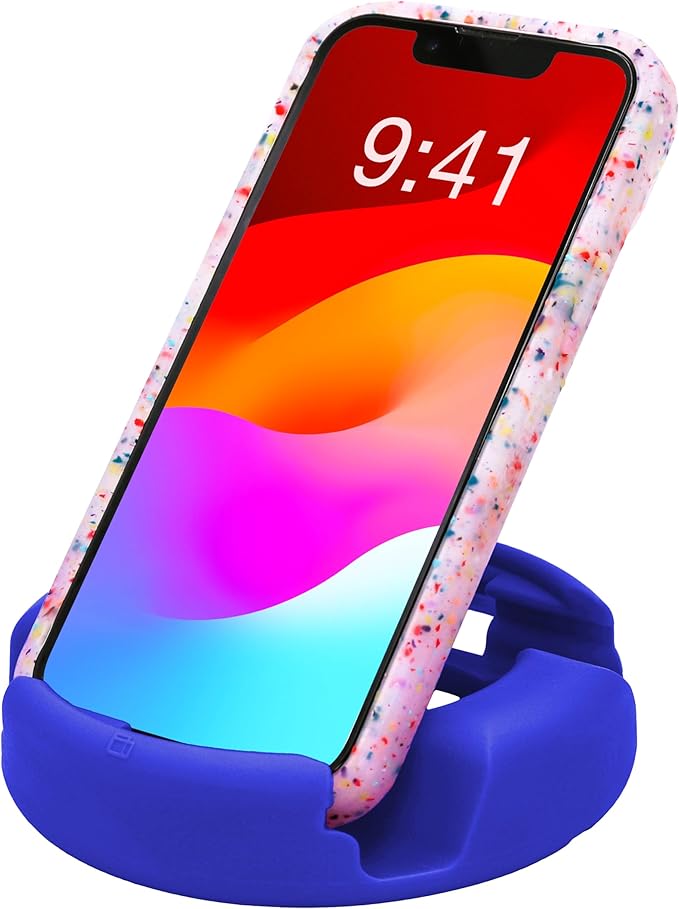 GoDonut Plus+ - Smartphone and Tablet Stand - Compatible with Lager Cases with Charging Port Access - for use at Work at Home Travel and on-the-go (Blue)