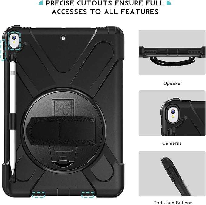 ProCase Rugged Heavy Duty Case for iPad Air 3 10.5 2019/ iPad Pro 10.5 2017 Shockproof Protective Cover with Rotating Kickstand for iPad Air (3rd Gen) 10.5 2019/ iPad Pro 10.5 2018 Black