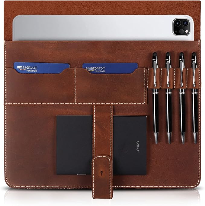 Londo Genuine Leather Tablet Cover for 11-Inch iPad Air iPad Pro 11 iPad – Case with Two Card Slots &amp Leather Pen/Apple Pencil Holders
