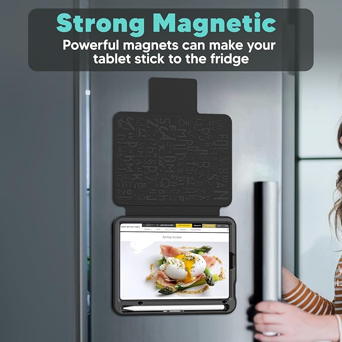 SEYMAC Case for iPad mini 7 (A17 Pro) / Mini 6 8.3″ Full Protective Auto Sleep/Wake Strong Magnetic Cover with 5 Standing Angles Pencil Holder Black