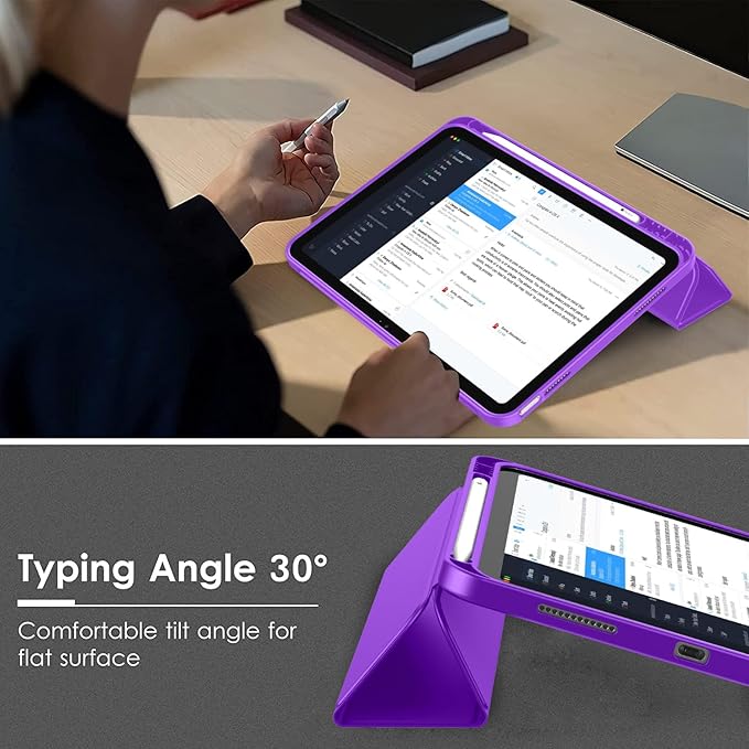 Case for iPad (A16) 11 Inch 2025/iPad 10th Generation 10.9 Inch 2022 Slim Trifold Stand Protective Cover with Pencil Holder and Soft TPU BackSupport Auto Sleep/Wake (Grape Purple)