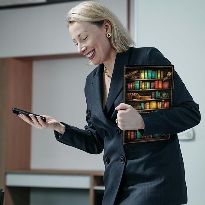 Slim Case for All-New Kindle Fire HD 10 &amp 10 Plus Tablet (11th Generation 2021 Release) 10.1 PU Leather Lightweight Stand Adjustable Smart Shell Cover with Auto Wake/SleepOld Library Bookshelf