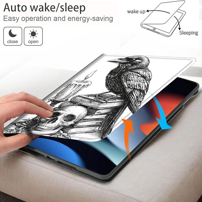 Bxgolkgd Tablet Case for 6 Kindle 11th Generation (2024/2022 Release)Shockproof Stand Cover with Heat DissipationAuto Wake/Sleep FunctionRaven Skull