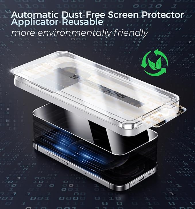 MAGIC JOHN 3rd Gen Upgraded for iPhone 12 Pro Max Privacy Screen Protector 6.7 Inch25°Anti-Spy ScreenShockproof Tempered GlassAuto Dust-RemovalBubble FreeEasy Installation2 Pack