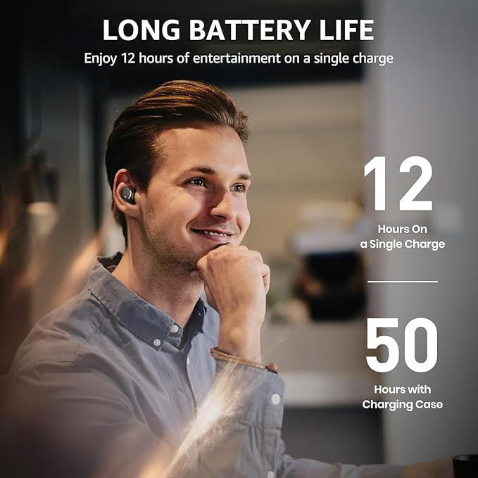 TOZO T6 Wireless Earbuds Bluetooth 5.3 Ear Buds Stereo Sound in Ear Headphones 50 Hours Playtime Wireless Charging Case APP Customizable EQs IPX8 Waterproof Earphones
