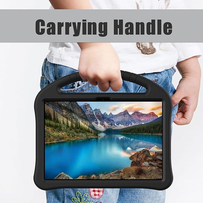 Kids Universal Case for Blackview Tab 8 WiFi 10.1 inch 2023 EVA Foam Stand Handle Cover for Blackview Tab 7 WiFi/OSCAL Pad 60/ DragonTouch Notepad 102/ Teclast P40HD 10.1 Tablets - Black