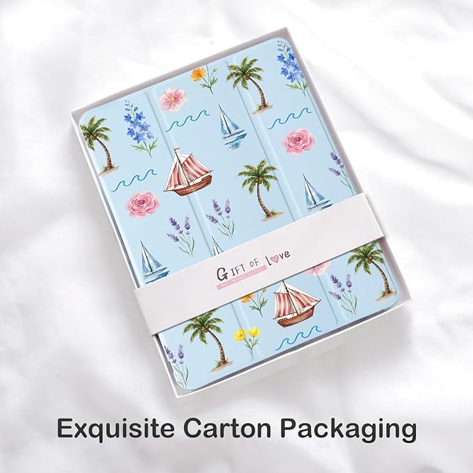 Cute Palm Tree Flower for iPad Air 13 Inch Case M3 2025/M2 2024 with Pencil Holder Auto Sleep/Wake Blue Leather Soft TPU Back Cover