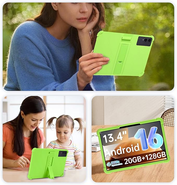 Case for TECLAST T65 13.4-Inch Tablet – Shockproof Silicone Protective Cover with Kickstand Drop-Resistant Business Style (Green)