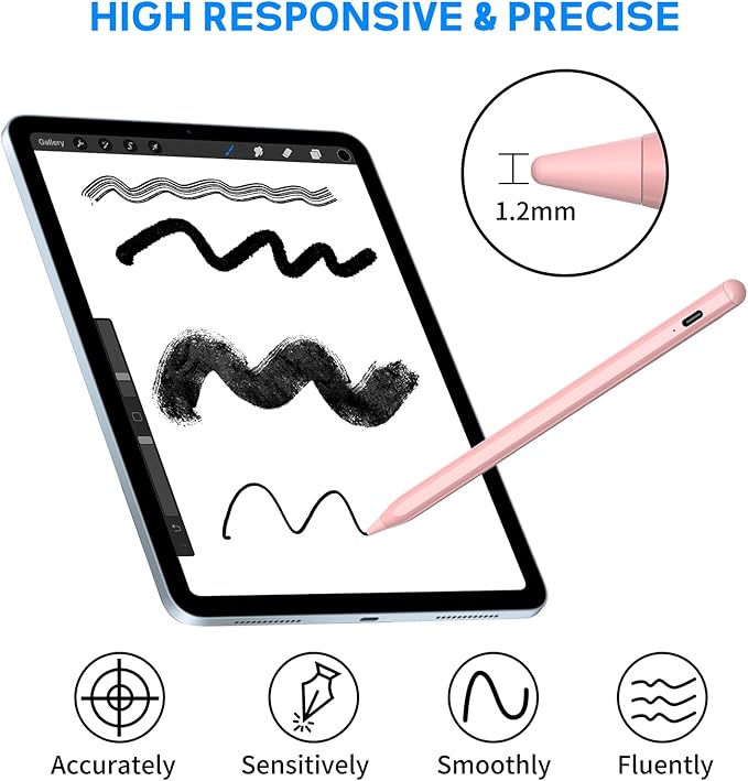 Stylus Pen for Touch Screens NTHJOYS Active Stylus Pencil Rechargeable for iOS/Android with Magnetic Design Fine Point Stylist Compatible with Apple iPad/Pro/Air/Mini/iPhone/Tablets Writing &amp Dra
