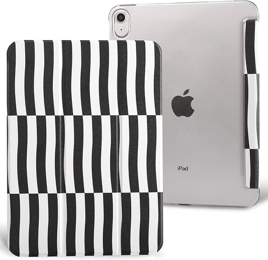 case for ipad 11th Generation11 Inch 2025 (A16 Chip) &amp 10th Gen 10.9 Inch 2022 - Slim Scratch-Resistant Hard PC Translucent Back Shell SmartCover Wake/Sleep FunctionBlack Irregular Stripes