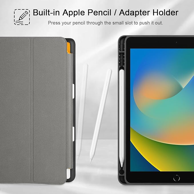Tuiklol Case for iPad 10.2 Inch 2021 2020 2018 Release 9th / 8th / 7th Generation Built-in Pencil Holder TPU Protective Stand Back Cover Trifold Stand-Auto Wake/Sleep Vibrant Floral