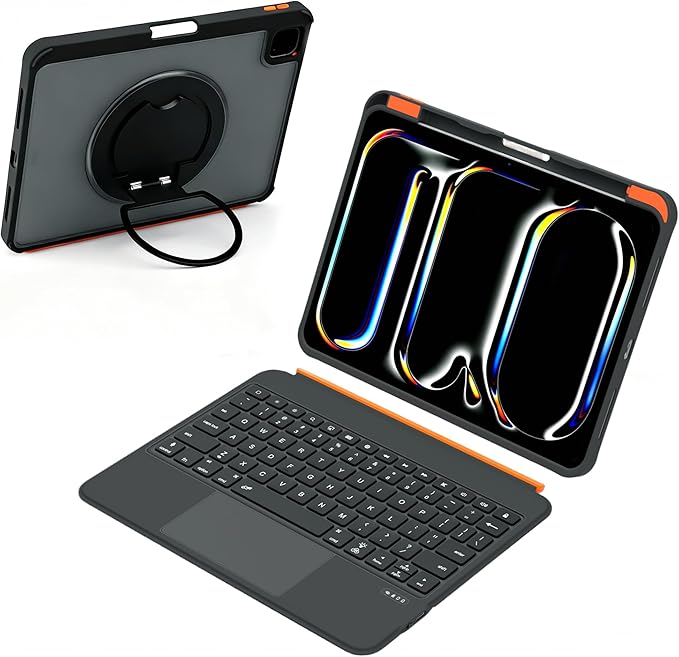 QUARK for iPad 11th(A16)/10th Gen Case with Keyboard Detachable Keyboard Cover for iPad Air 11 inch M3/M2 &amp iPad Pro 11 &amp iPad Air 5/4th360° Rotate Stand &amp 7-Color Backlit Precision Tr