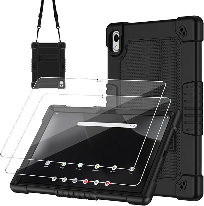 Compatible with Walmart Onn. 11 Tablet Pro 2024 Model 100146660 Case Slim Soft Silicone Shell with Kickstand HD Screen Protector Cover for Onn. 11 Inch Tablet Pro 2024 Model (Black+2Pcs)