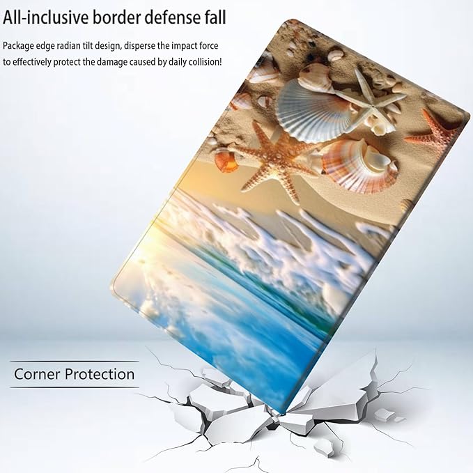 Bxgolkgd Tablet Case for iPad 10.5 Inch (iPad Air 3rd 2019/iPad Pro 2017)Shockproof Stand Cover with Heat DissipationAuto Wake/Sleep FunctionBeach Shell Starfish