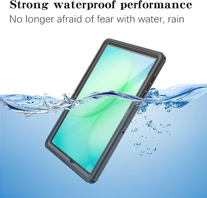 Waterproof Case for Samsung Galaxy Tab A11 Plus 11 Inch 5G 2025 CaseBuilt-in Screen Protector/Kickstand/Hand Rope/Full-Body Shockproof Protective Cover for Galaxy Tablet A11+ (Black)