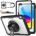 SEYMAC stock Case for iPad A16 11-inch Case 2025/ for iPad 11th/ 10th Generation 10.9'' 2022 Protective with Screen Protector Pen Holder Rotate Stand Loop Nylon Hand Strap Shoulder Strap Clear