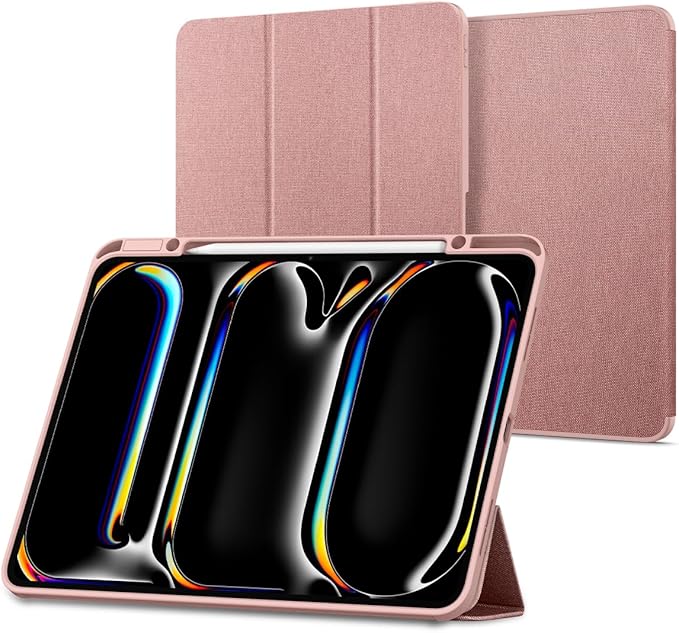 Spigen for iPad Pro 13 inch Case M5/M4 (2025-2024) Urban Fit Protective Premium Fabric Tri-Fold Cover with Pencil Holder Rose Gold