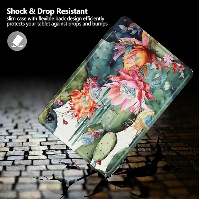 Case for Amazon Kindle Fire Max 11 Case (13th Generation 2023 Release) 11360 Degree Rotating Swivel Stand Protective Cover for Amazon Kindle Fire Max 11 2023Cactus and Flowers