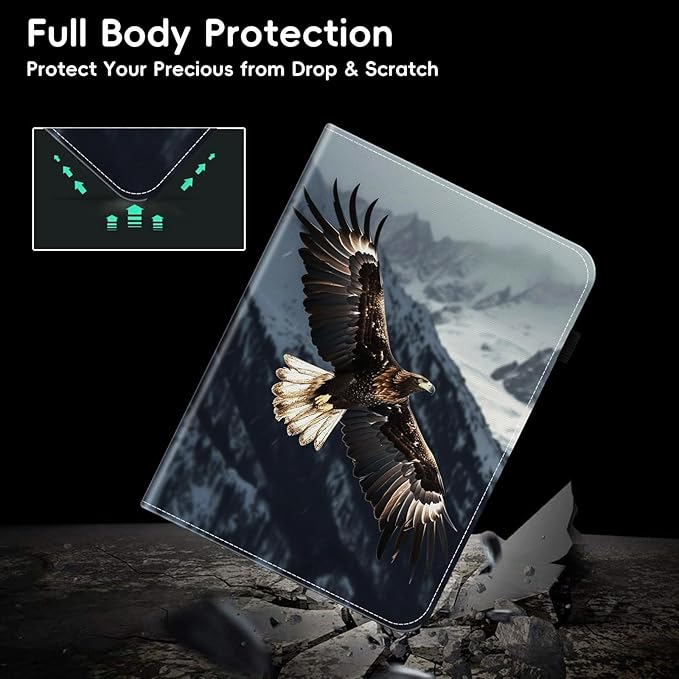Case for Samsung Galaxy Tab A11 8.7 Inch 2025/A9 8.7 Inch 2023Wallet PU Leather Folio Cover Multi-Angle Stand with Auto Wake/SleepBald Eagle Flying in The Sky