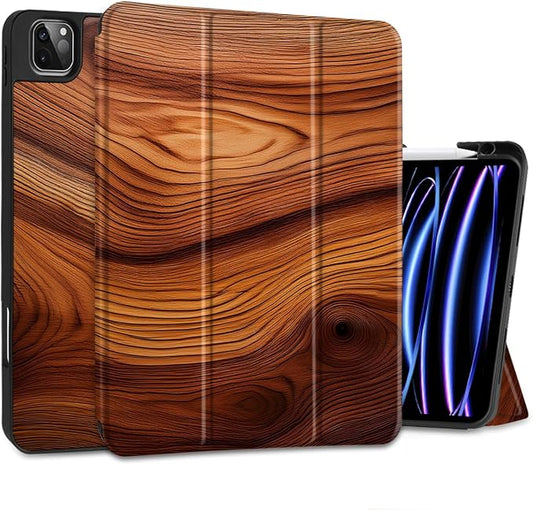 MEEgoodo for iPad Pro 12.9 Case M2 6th/5th/4th/3rd Generation 2022 2021 2020 2018 with Pencil Holder Tablet Cover with Soft TPU Back Shell Tree Rings