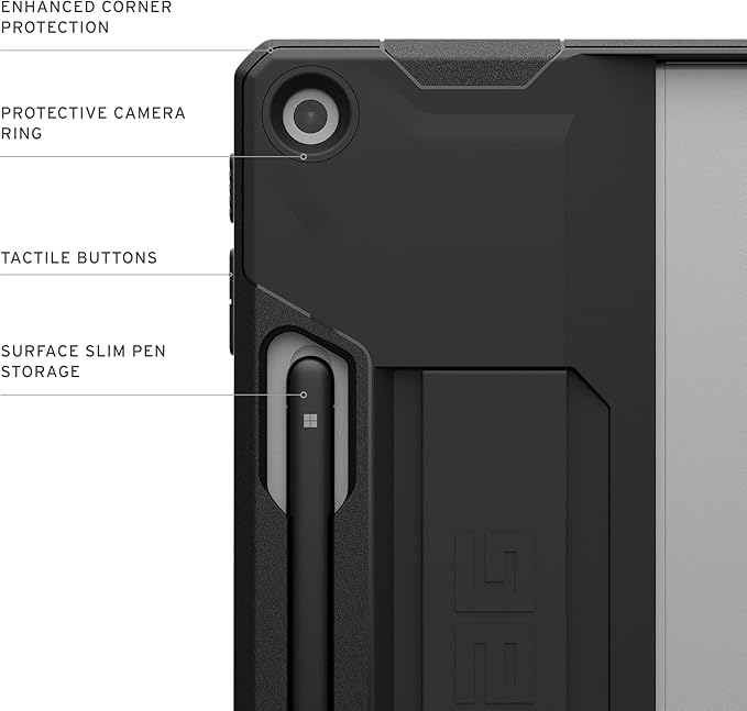 URBAN ARMOR GEAR UAG Designed for Microsoft Surface Pro 1st Edition 12 Case - Rugged Protective Cover with Built-in Handstrap &amp Pen Holder Military Grade Drop Proof Scout Black