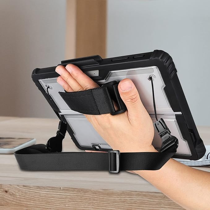 MOSISO Case Compatible with Surface Pro 7 Plus/Pro 7/6/5/4/LTE Heavy Duty Rugged Hard Shell Cover with Shoulder Strap &amp Hand Strap Compatible with Type Cover Keyboard Black