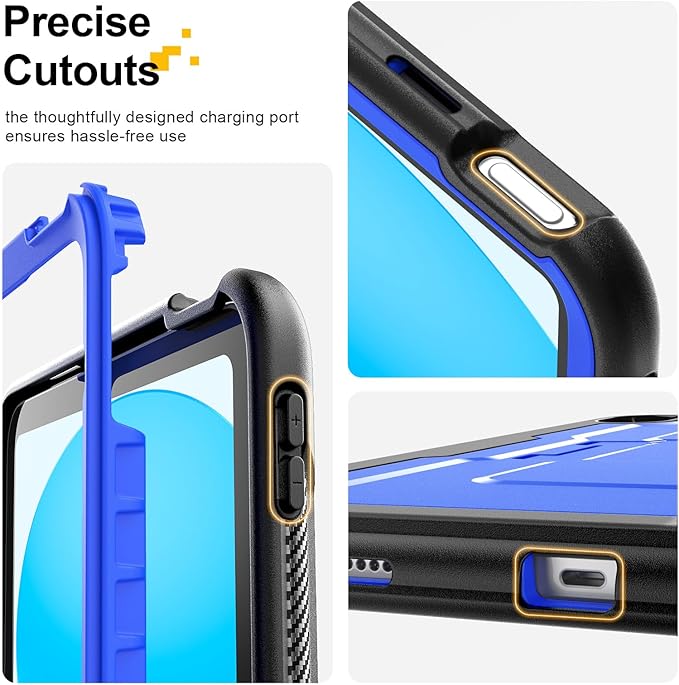 SEYMAC stock Case for iPad (A16) 11th/10th Generation 11''/10.9'' 2025/2022 with Built-in Screen Protector Shoulder Strap Built-in Kickstand Rugged Full Body Shockproof Protective Case Blue
