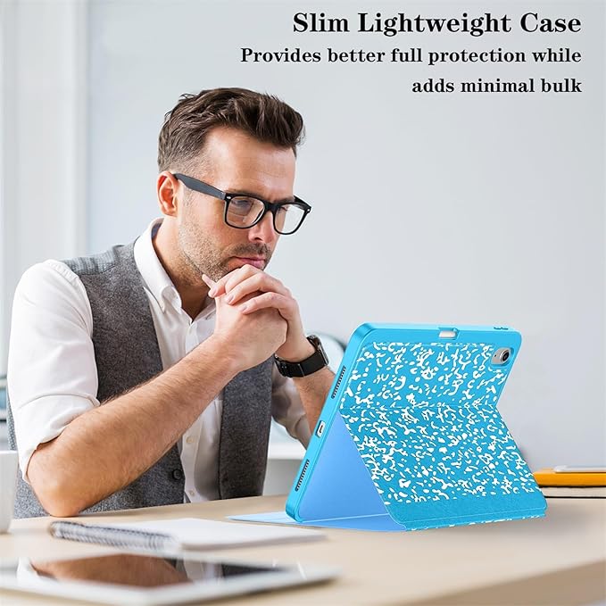 Supveco Case for iPad (A16) 11th Generation 11 inch (2025)iPad 10th Generation 10.9 inch (2022) with Pencil Holder-[Auto Wake/Sleep]Premium Folio Stand Case with Soft TPU Back Cover-Sky Blue
