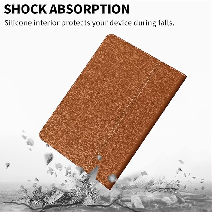 for Ipad Case 10.2-inch 9th/8th/7th Gen 2021/2020/2019 Genuine Leather Cover Protective ShellAuto Wake/Sleep.Yellow Brown