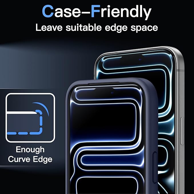 JETech Infinity AR Screen Protector for iPhone 17 Pro Max AR Anti-Reflective Coating 9H+ 3D Full Coverage Tempered Glass Military-Grade Shatterproof Smudge-Resistant Easy Install 1-Pack