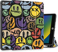 Mektron Designed Printed iPad 10.2 Case 9th Gen (2021)/ 8th Gen (2020)/ 7th Gen (2019) with Pencil Holder Slim Protective Case with Soft TPU Back Auto Wake/Sleep for iPad 10.2 Inch Smiling Face