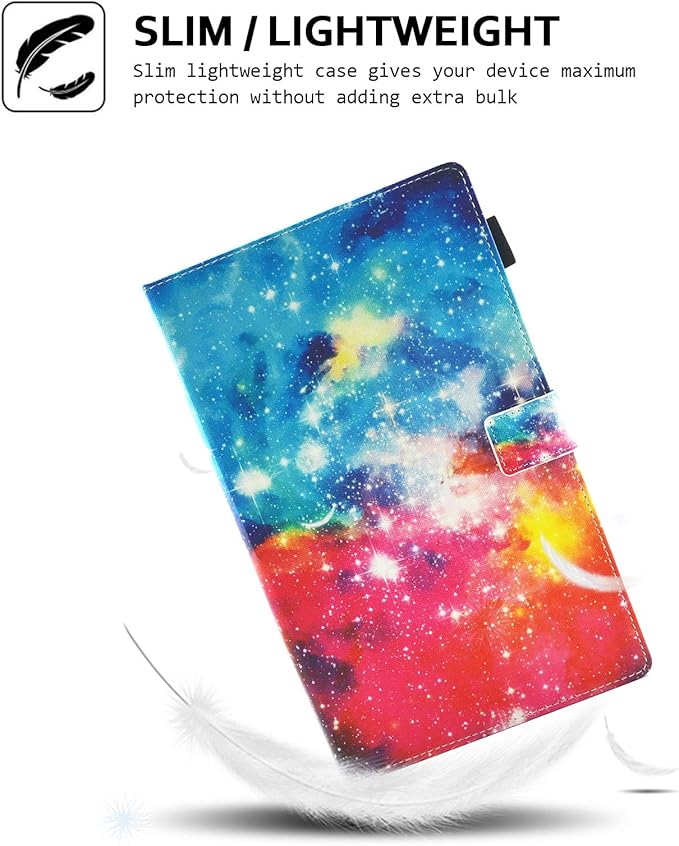 Case for Fire HD 8 (8th/7th/6th Generation 2018/2017/2016) Techcircle Multi-Angle View Stand Cute Pattern Slim Folding Leather Protective Cover with Card Slots Smart Sleep/Wake Colorful Galaxy