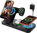 Dual Phone Magnetic Wireless Charging Station for Apple Devices/Apple Ecosystemwith Auto-Switch 7-Color Light &amp Clock Compatible with iPhone 17/16/15 for iWatch 11/10/9 &amp AirPods Pro3（Black