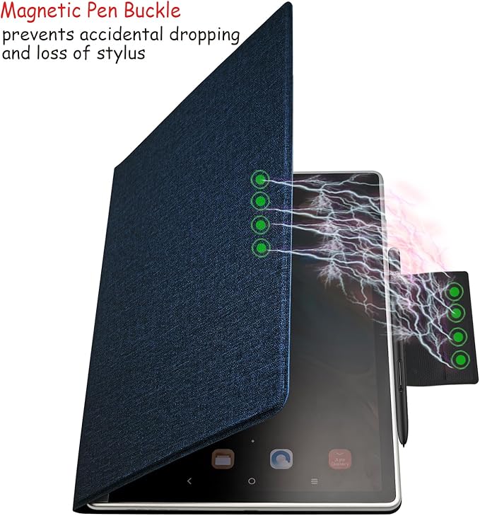 Magnetic Stand Case for 10.95'' XPPen Magic Note Pad (2025 Released) Ultra-Thin Lightweight Premium PU Leather Cover with Magnetic Pen Buckle Auto Sleep/Wake (Cloth Bark Blue)