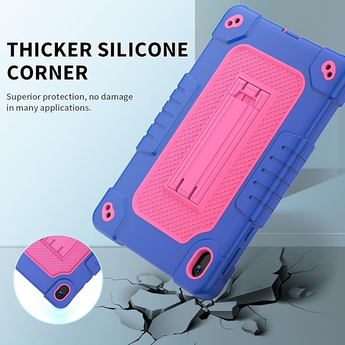 for Walmart Onn 8 inch Gen 4 2024 Model Tablet Case with 2 Pcs Screen ProtectorHeavy Duty Kids Shockproof Stand Shoulder Strap Case for Walmart Onn 8 2024 Model:100135923 (Navy/Pink)