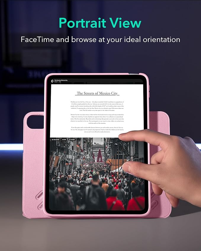 ESR for iPad A16 Case iPad 11th/10th Generation Case (2025/2022) Removable Magnetic Cover Adjustable Portrait/Landscape Stand with Raised Screen View 9 Standing Angles Pink