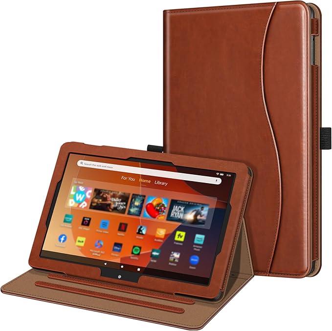 Fintie Case for All-New Amazon Fire HD 10 Tablet (13th/11th Generation 2023/2021 Release) - Multi-Angle Stand Cover with Pocket Auto Wake/Sleep Vintage Brown