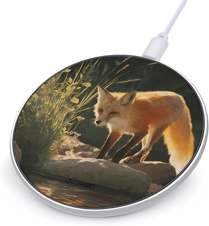 Fox Stone River Fast Portable Charger 10W Funny Graphic Phone Charging Pad with USB Cable