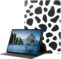 for iPad Air 3 10.5 2019/iPad Pro 10.5 2017 CasePU Leather Cover with Auto Wake/SleepMulti-Angle Viewing Adjustable Stand.Black White Cow Pattern