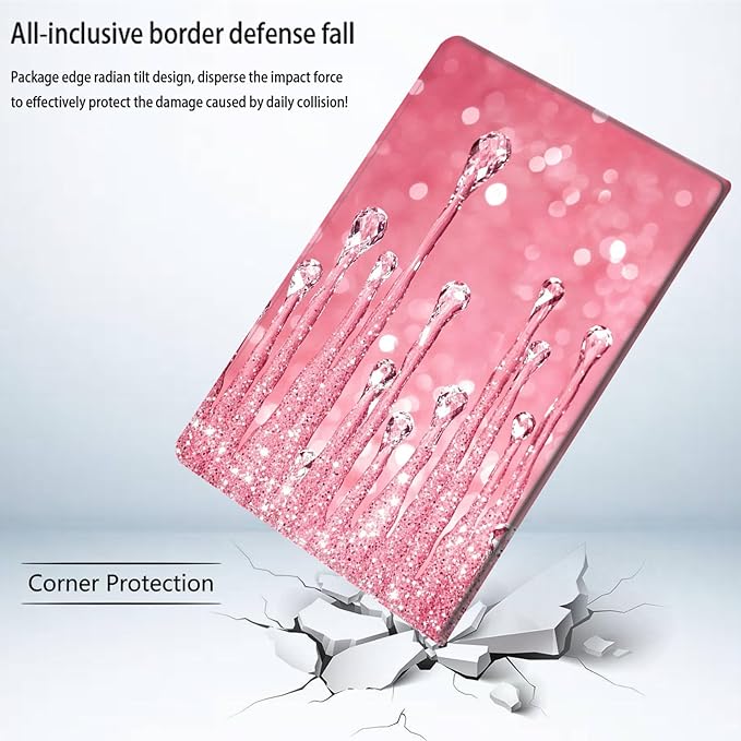 Bxgolkgd Tablet Case for 6 Kindle 11th Generation (2024/2022 Release)Shockproof Stand Cover with Heat DissipationAuto Wake/Sleep FunctionPink Drip Glitter