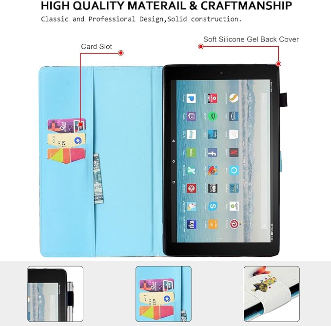 All-New Fire HD 10 Case Slim Folio Stand Magnetic Smart Cover with Card Slots &amp Pen Holder Compatible with 10.1 Fire HD 10 Tablet 5th/7th/9th Generation Auto Wake/Sleep Butterfly Girl