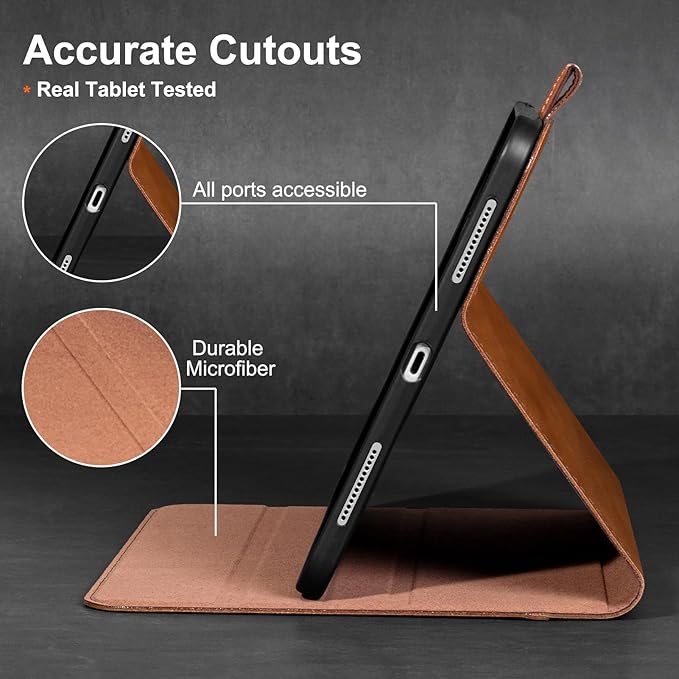 Gexmil Leather Case for iPad (A16) 11th Generation 11 Inch 2025 iPad 10th Generation 10.9 Inch 2022Protective Cover with Magnetic ClosureAuto Sleep/WakeYellow Brown