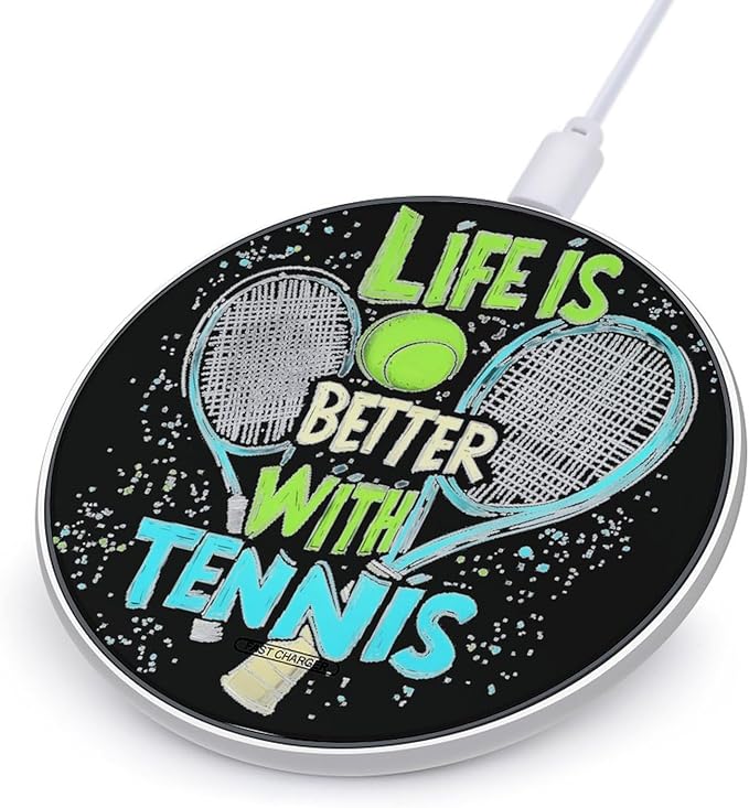 Life is Better with Tennis Phone Charger Magnetic Charging Pad Anti-Slip with USB Cable