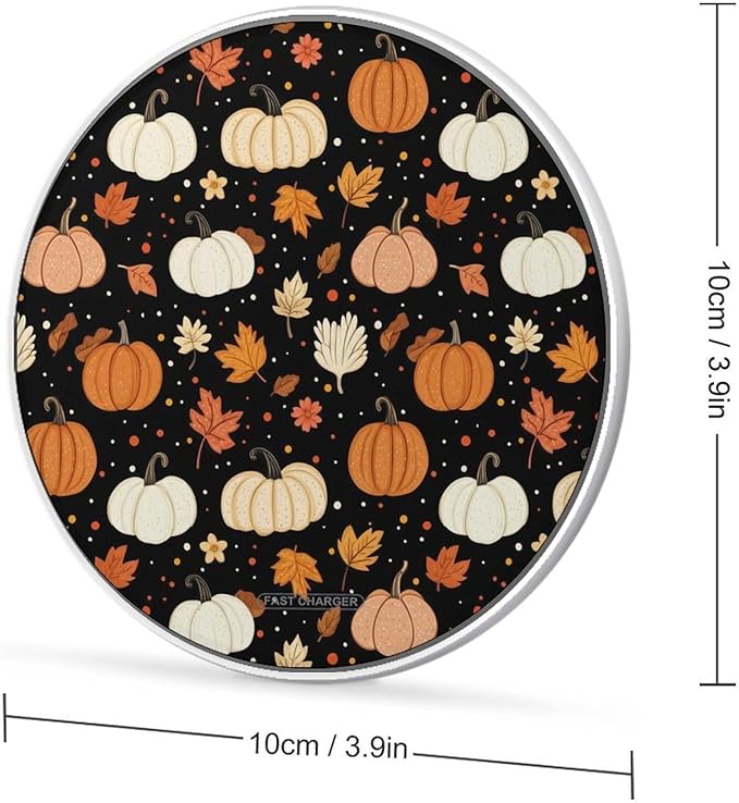 Fall Thanksgiving Pumpkins Wireless Charger Anti-Slip Wireless Charging Pad Slim Charger Mat for Men Women