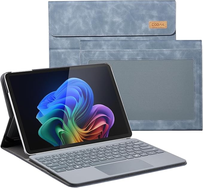 CoBak Case for Microsoft Surface Pro 12 (2025) Premium Business Cover with Multi-Angle Stand Embedded Stylus Holder Keyboard Support &amp Built-in Organizer – Tailored for ProfessionalsNavy Blue